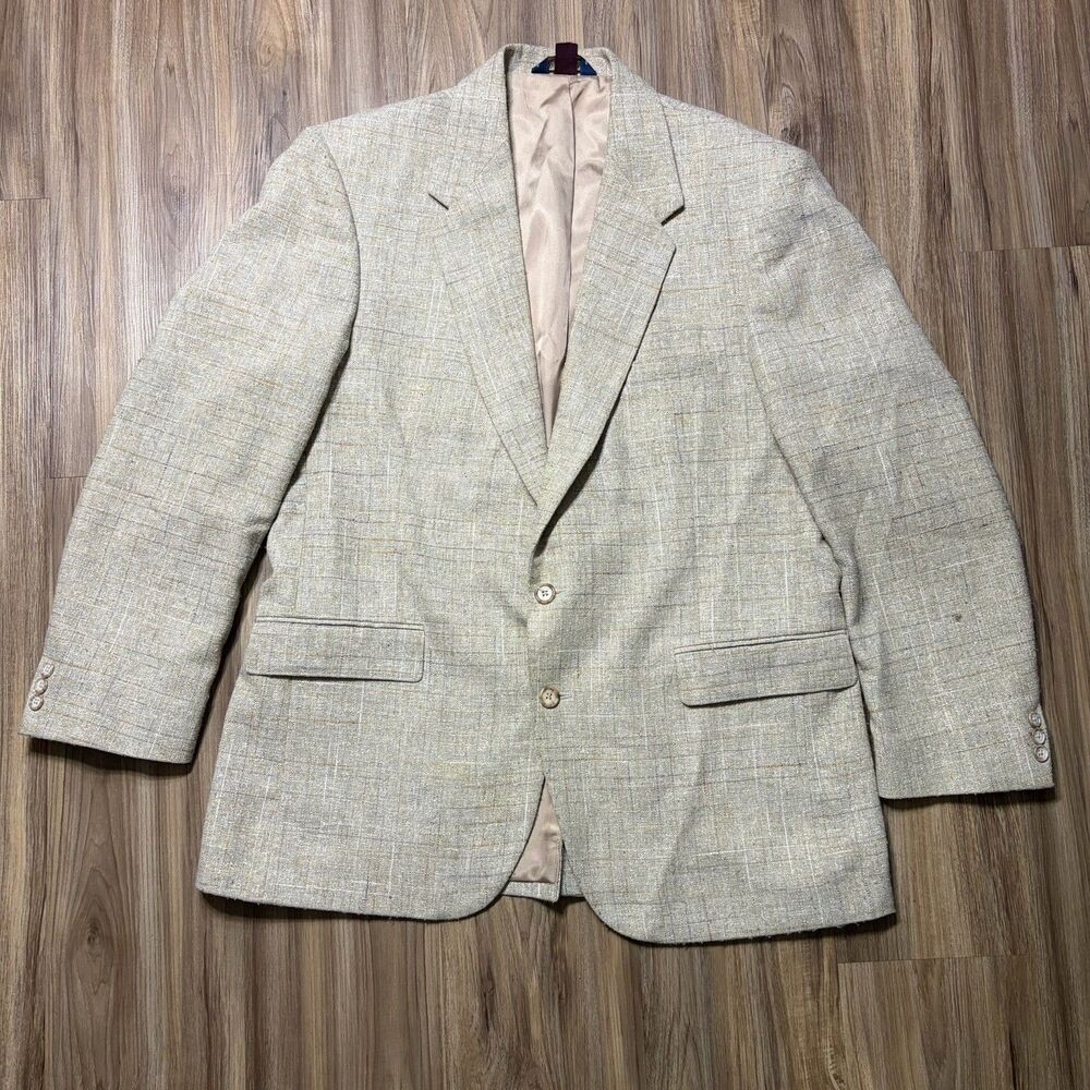 VTG WFF Farah Tweed Sports Coat /Jacket Mens 44R Tan